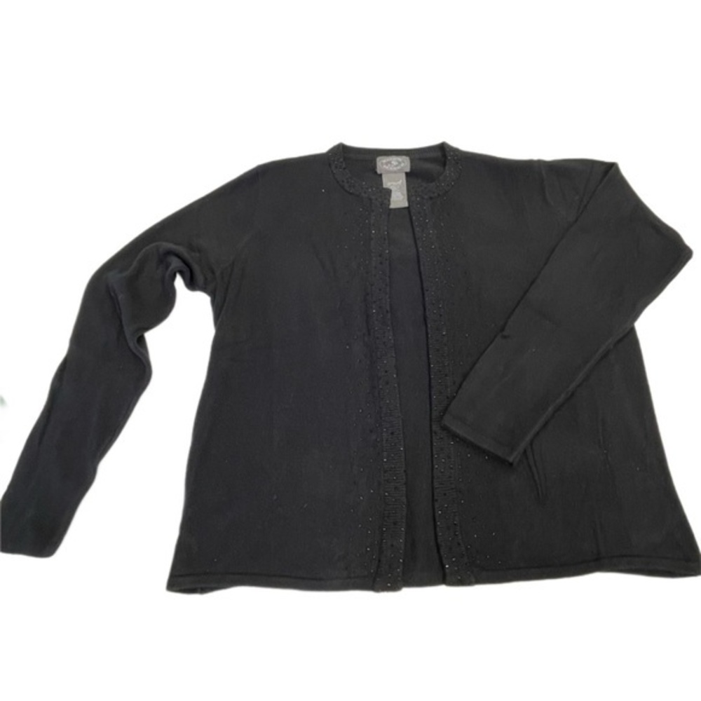 Designers Originals black cardigan with beaded detail womens size Medium